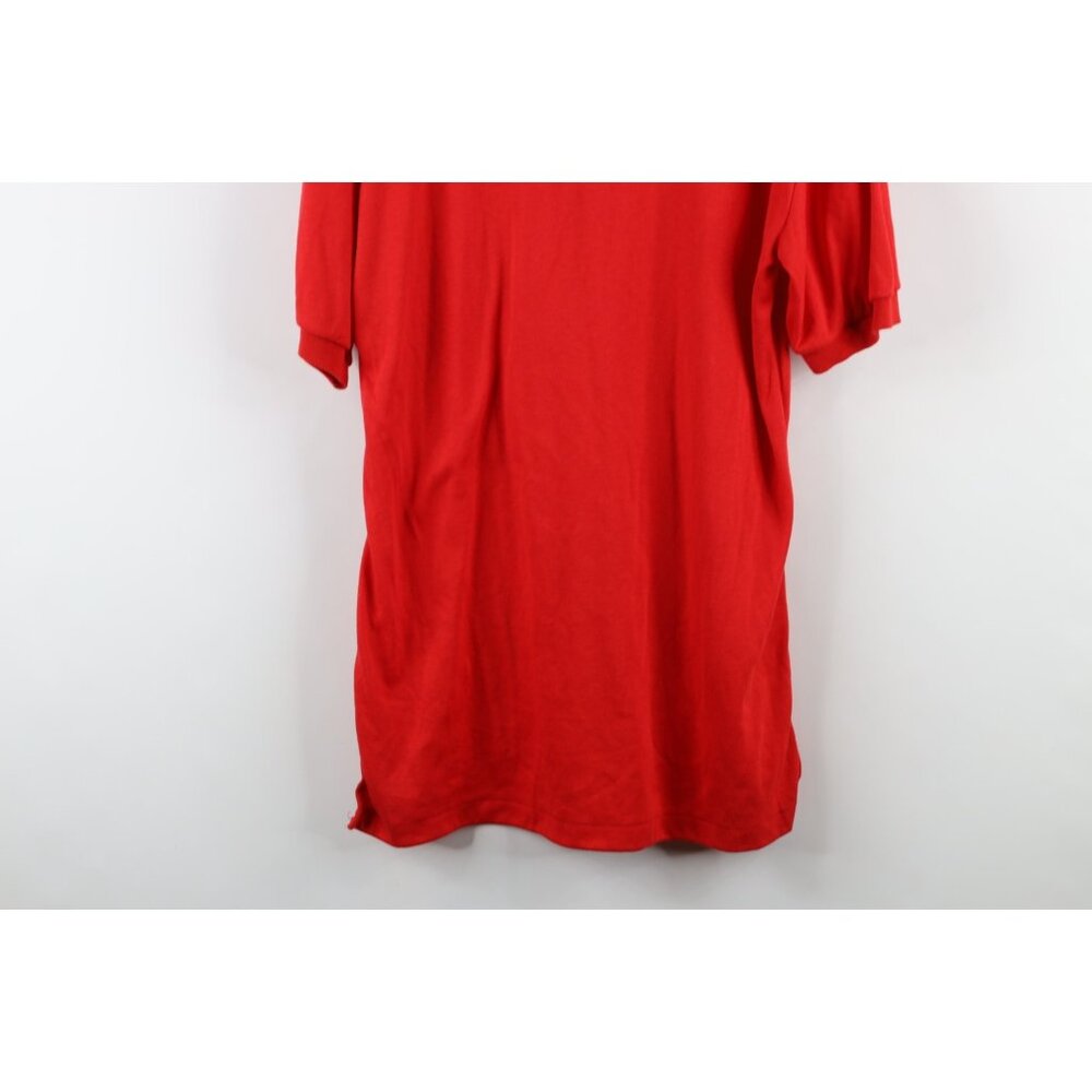 Vtg 80s 90s Streetwear Mens Medium Blank Knit Collared Golf Polo Shirt Red USA - Picture 15 of 15